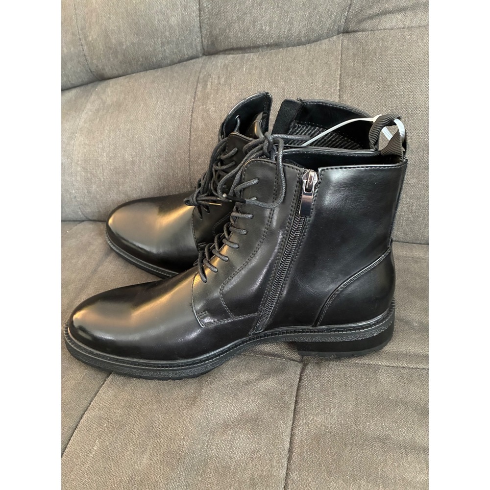 Madden NYC Combat Boots Mens 11.5 Black Side Zip Lace Up Lug Sole Ortholite New - Picture 9 of 10